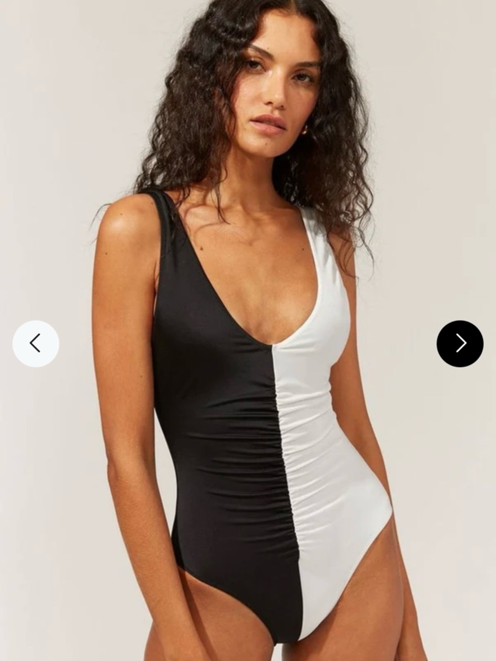 SOLID & STRIPED Black and White Ruched One-Piece Swimsuit